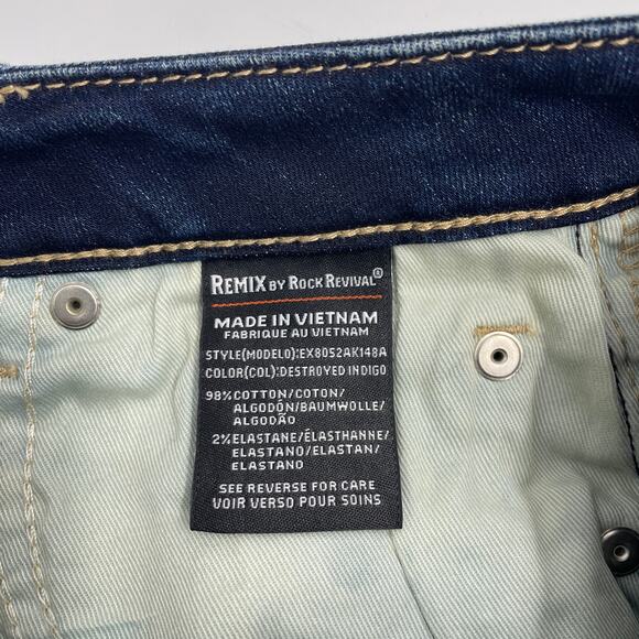 New ROCK REVIVAL REMIX Slim Jeans Size 26 Cuffed Distressed Straight Leg - Picture 4 of 8